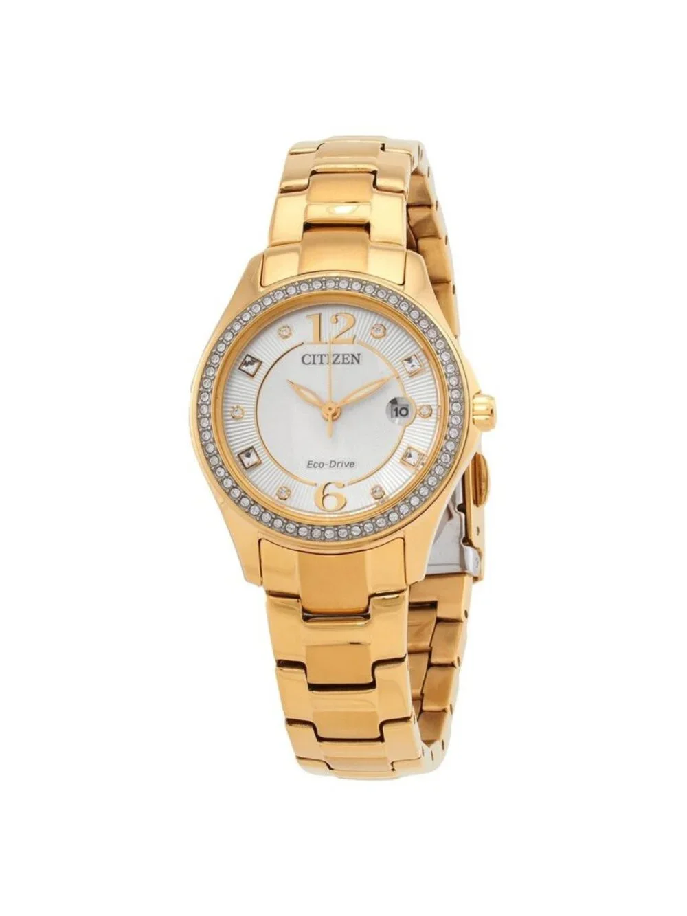 NWT Citizen Crystal Eco-Drive Champagne Dial Ladies Watch